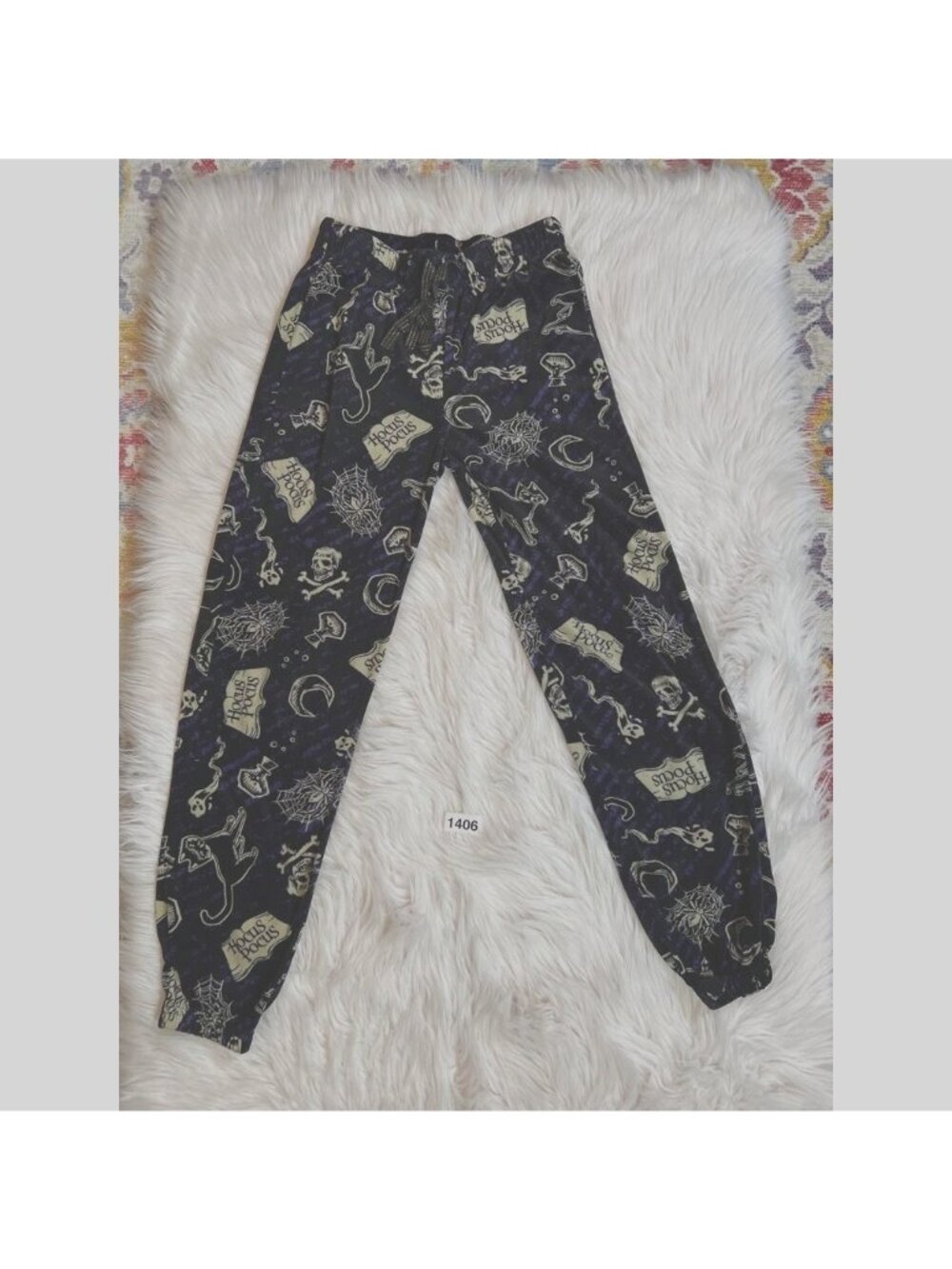 Disney Hocus Pocus Womens Joggers Small Black Multicolor Novelty Drawstring Pock